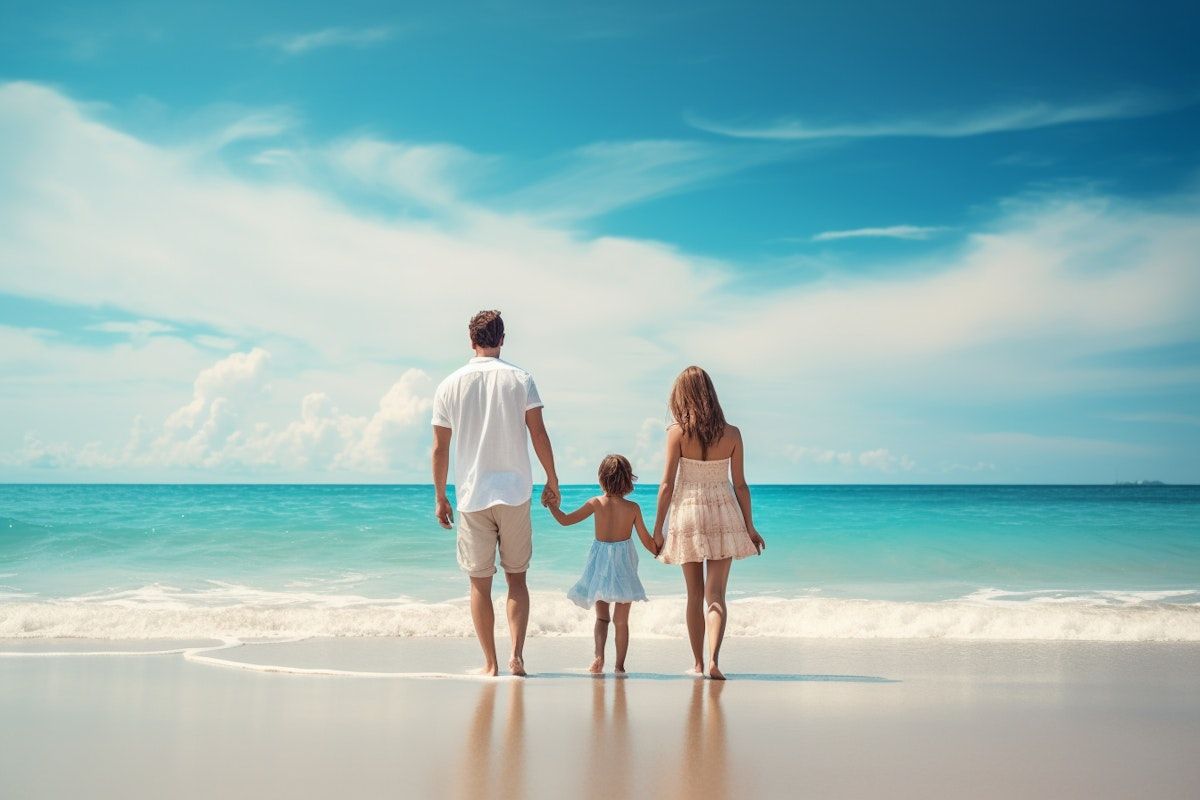 Family at the beach